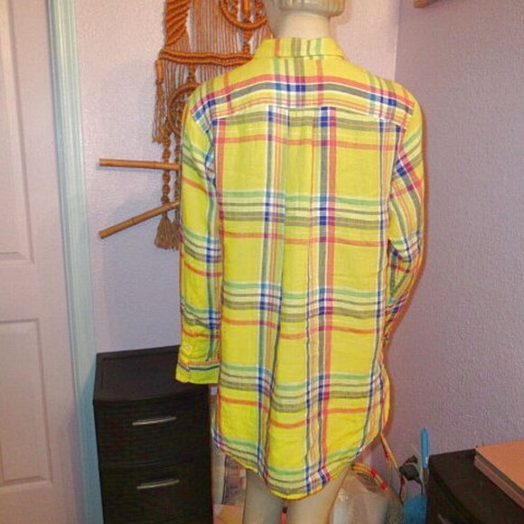 Lauren Ralph Lauren Linen Top Womens Size M Tunic Long Sleeves Coastal Resort - Picture 9 of 12